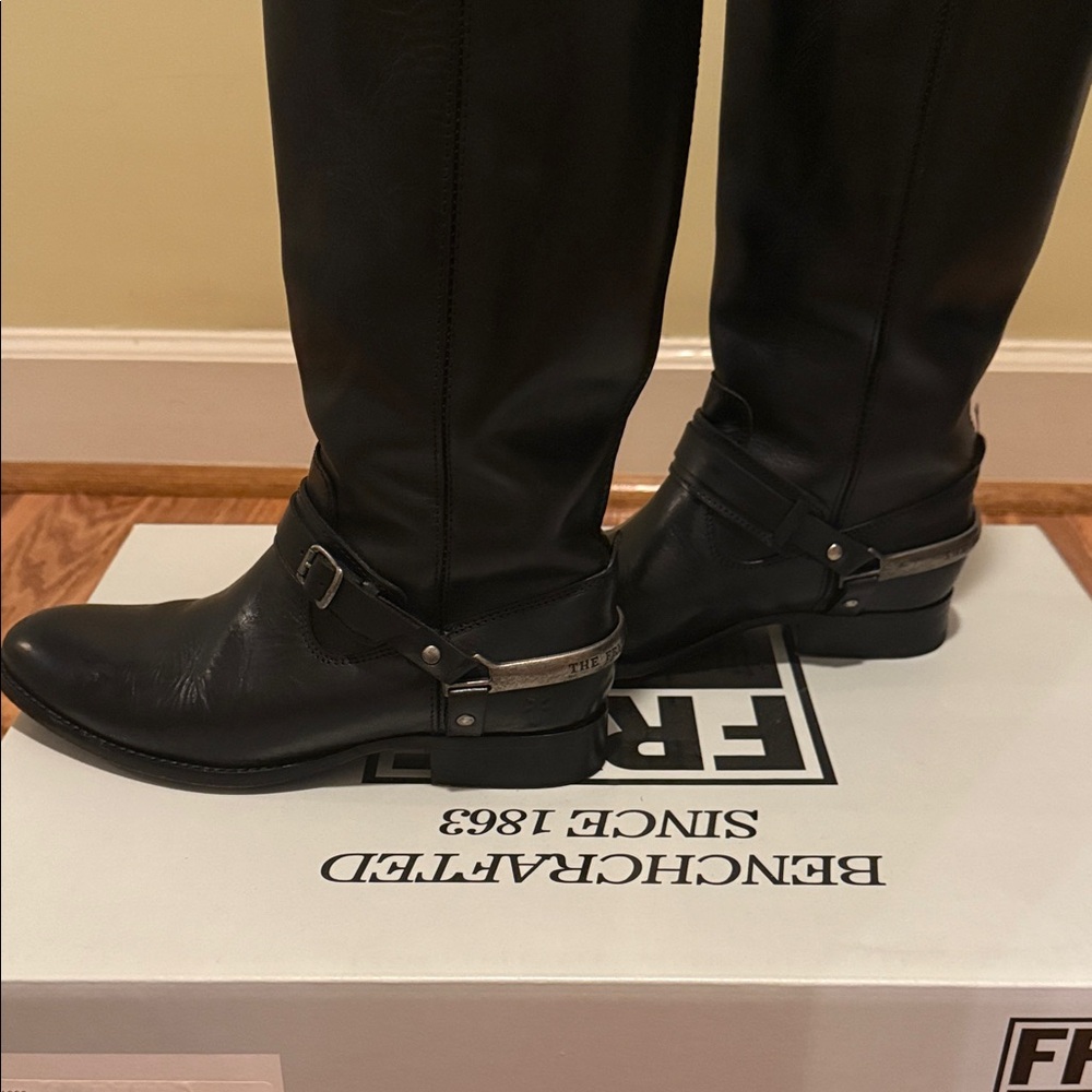 Frye Black Leather Heeled Boots - Picture 5 of 10